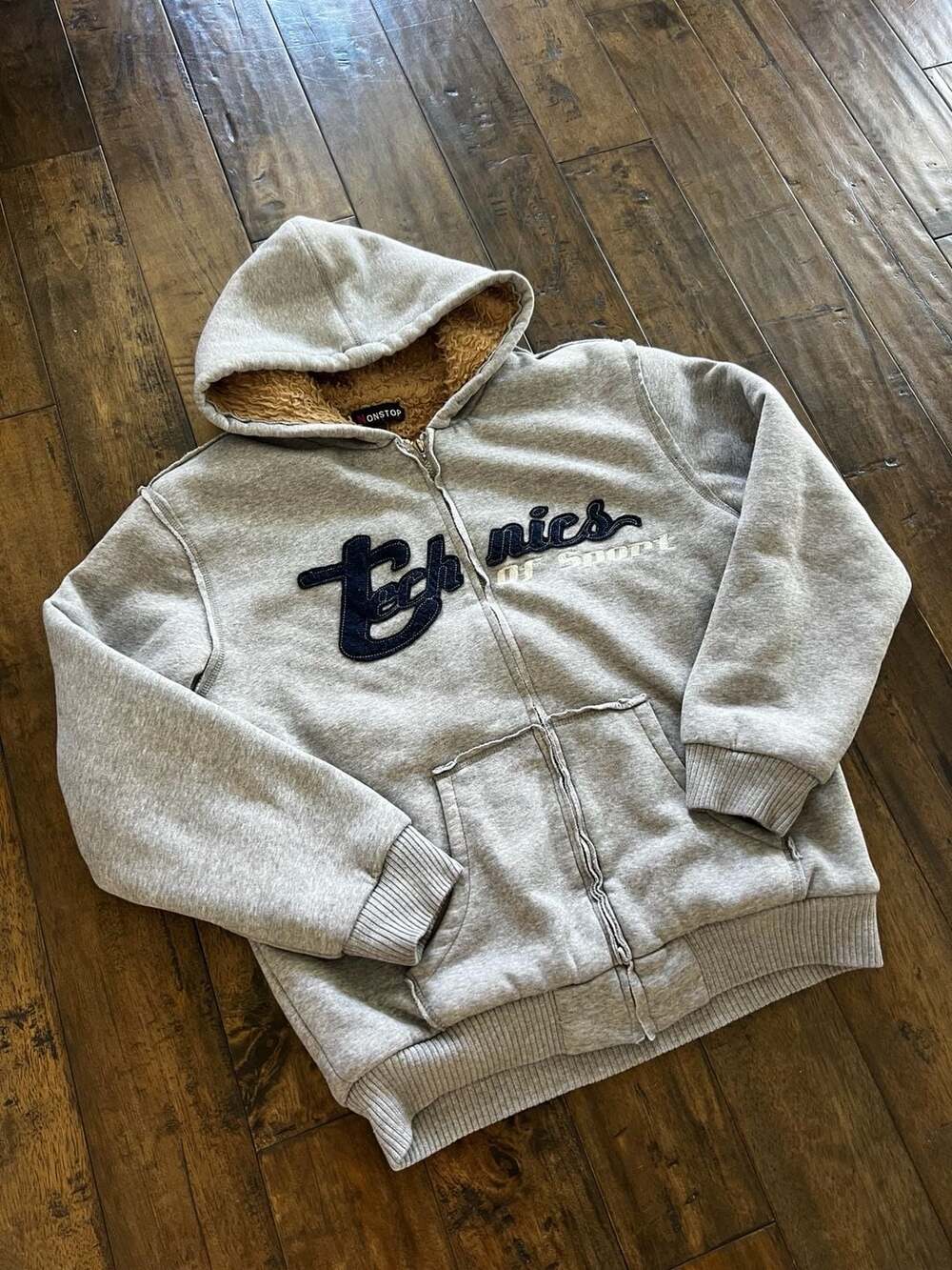Nonstop Technics of Sport Faux Fur Lined Full Zip Hoodie Gray XL